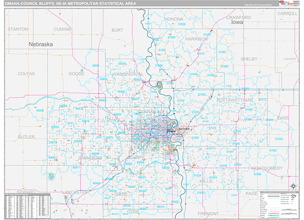 Omaha-Council Bluffs Metro Area Wall Map